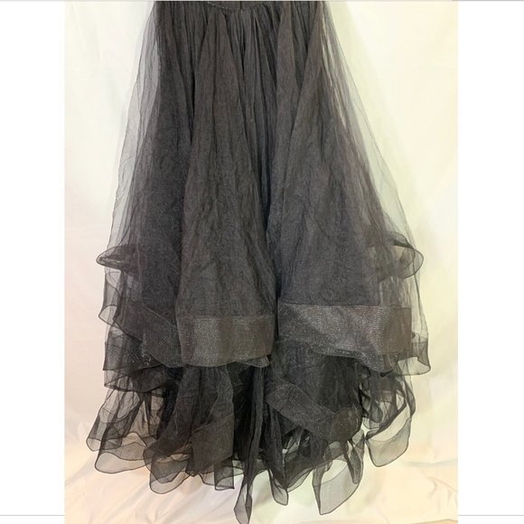 NEW $398 La Femme Off the Shoulder‎ Evening Gown in Black [SZ 4 ] - Picture 11 of 12